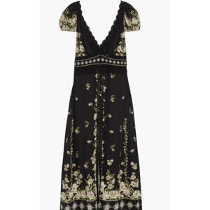NEW, Alice and Olivia Floral Lace Detail Dress in Black Size 12 #LD0213